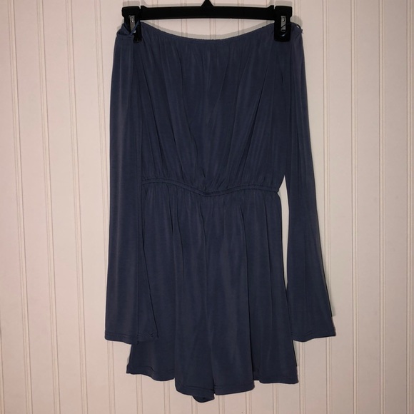 Blue Off the Shoulder Romper - Picture 2 of 3